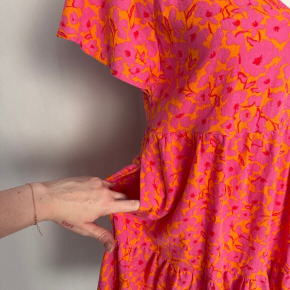 Universal Thread Tiered Linen Blend Floral Babydoll Mini Dress, Size XS - Picture 4 of 8